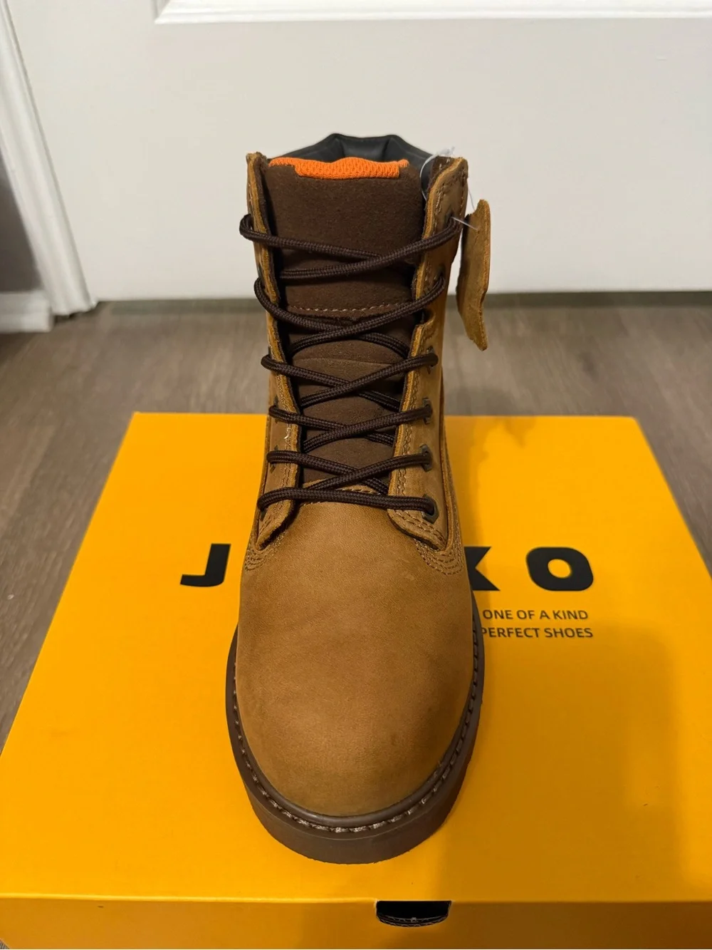 Men's Brown Genuine Leather Lace-Up Work Boots by